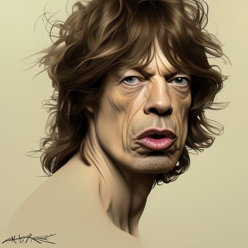 Mick Jagger Portrait in Art Nouveau Style