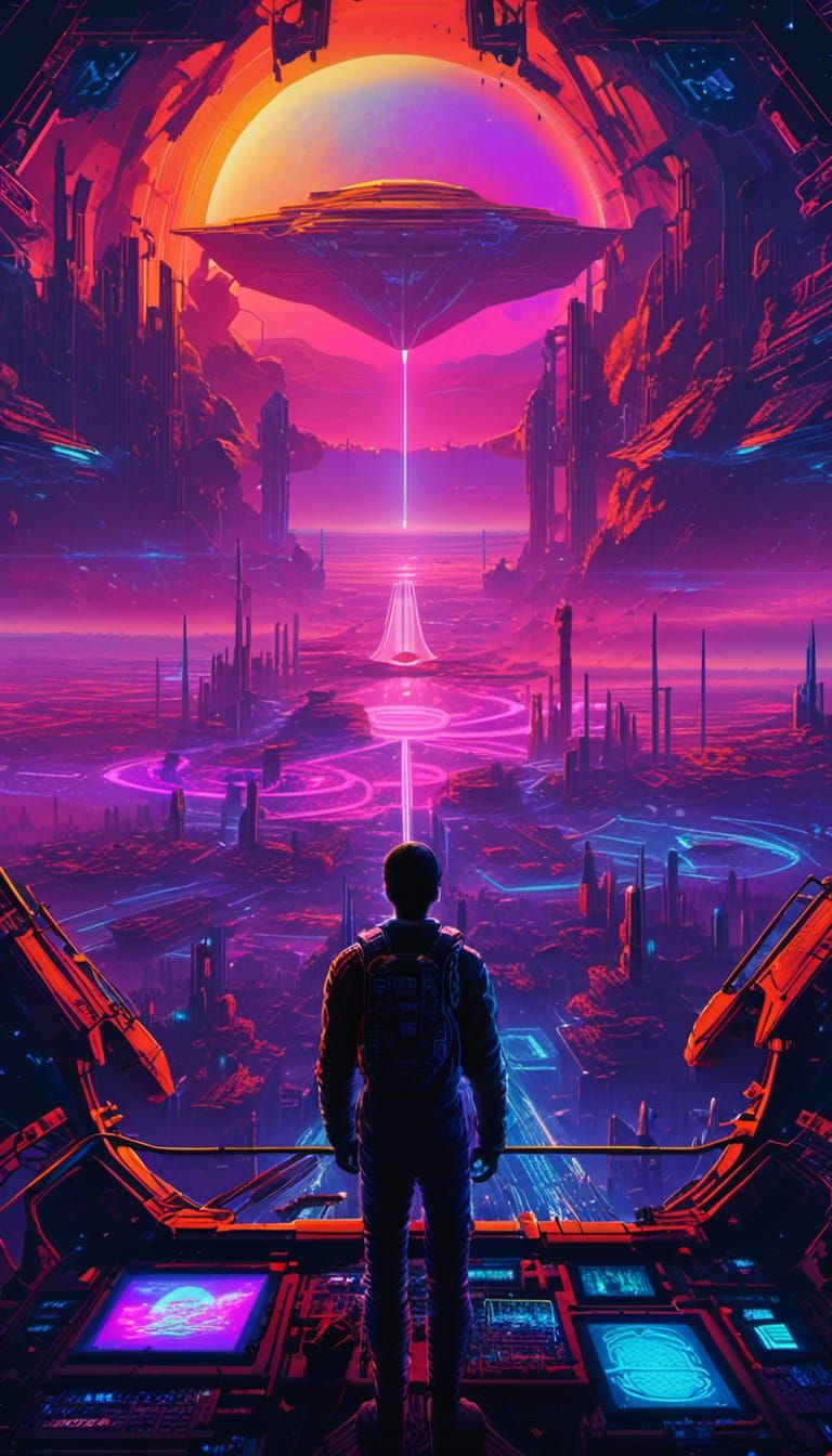 Android in Spacesuit on Spaceship Deck