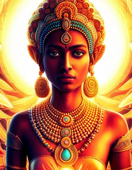 Radiant Siddhidatri in Hindu-Futurism Style