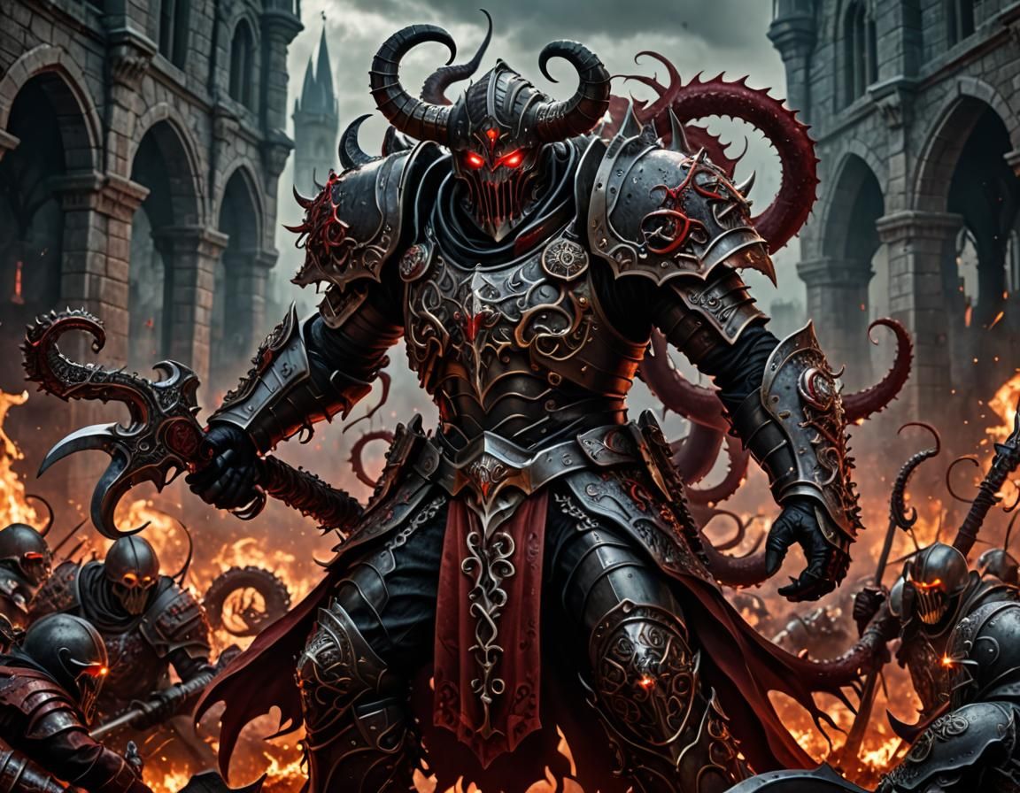 Tentacle Demon Knight in Romanesque Style