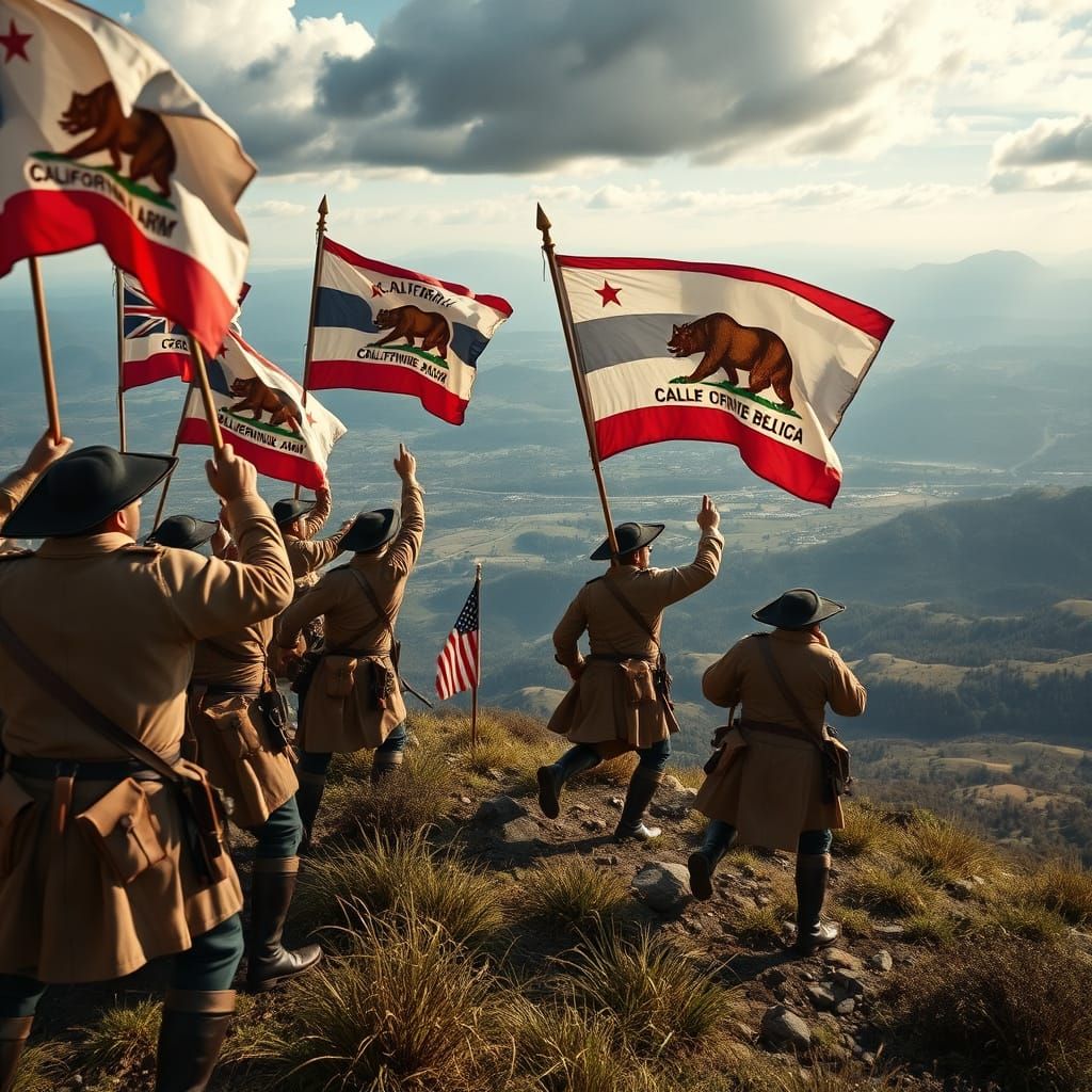 Revolutionary War Battle in Photorealistic Landscape