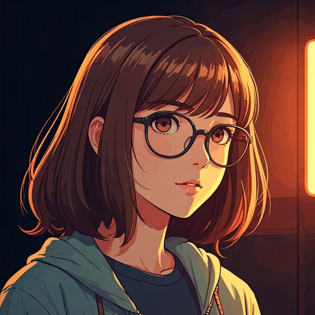 Anime Girl with Glasses in Studio Trigger Style