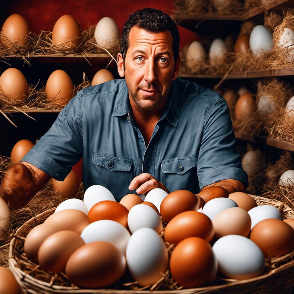Adam Sandler selling chicken eggs