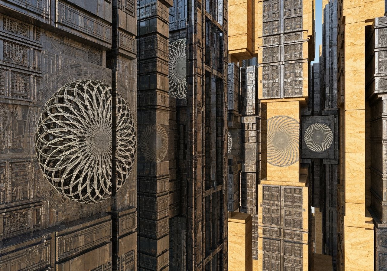 Fractal Retrofuturism Cyber Arcology Metropolis Art