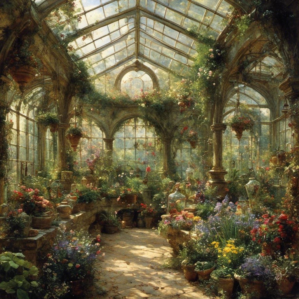 Fantasy Greenhouse with Exotic Plants