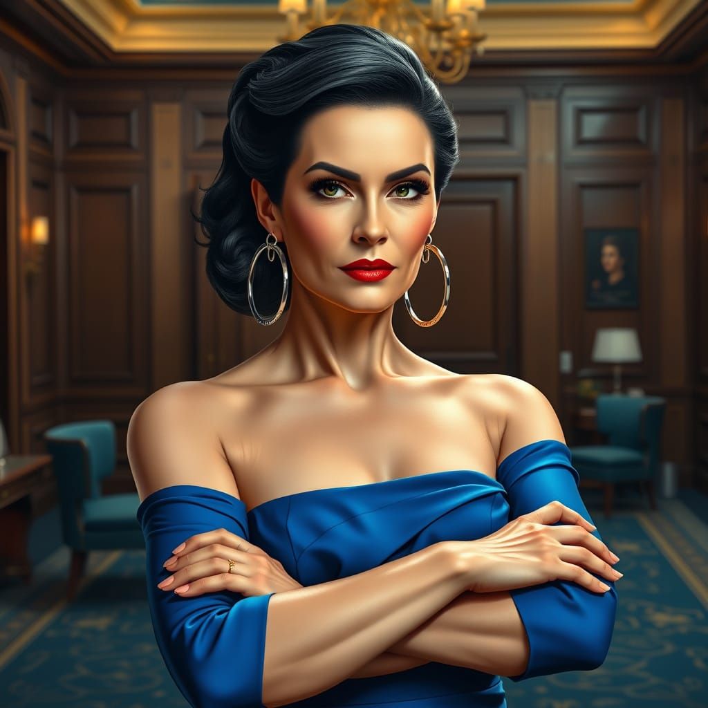 Imperious Businesswoman in a Lavish Office Setting