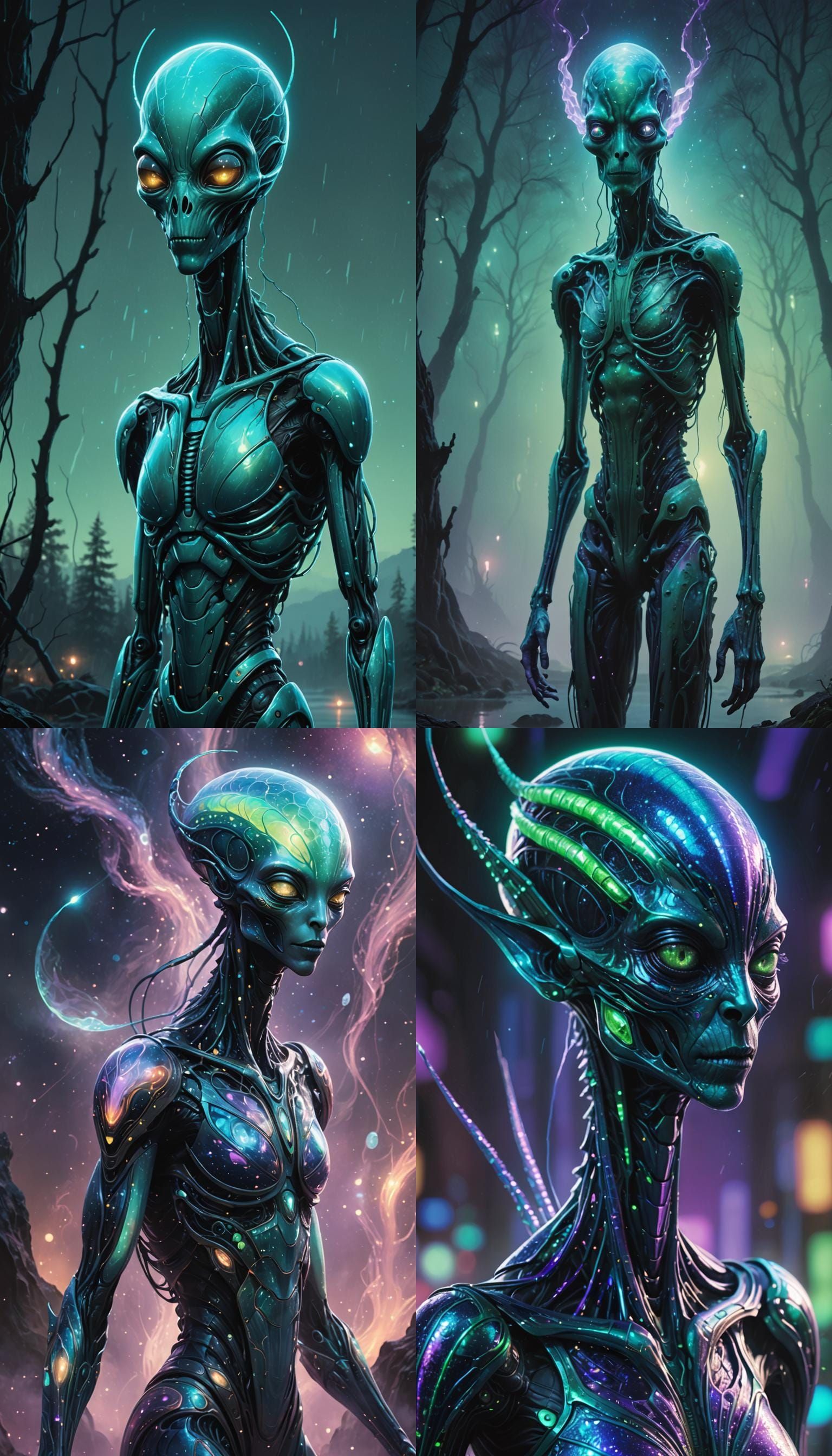 Iridescent Alien Creature with Shimmering Skin