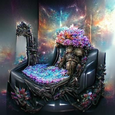Floral Throne in Mixed Media Illustration