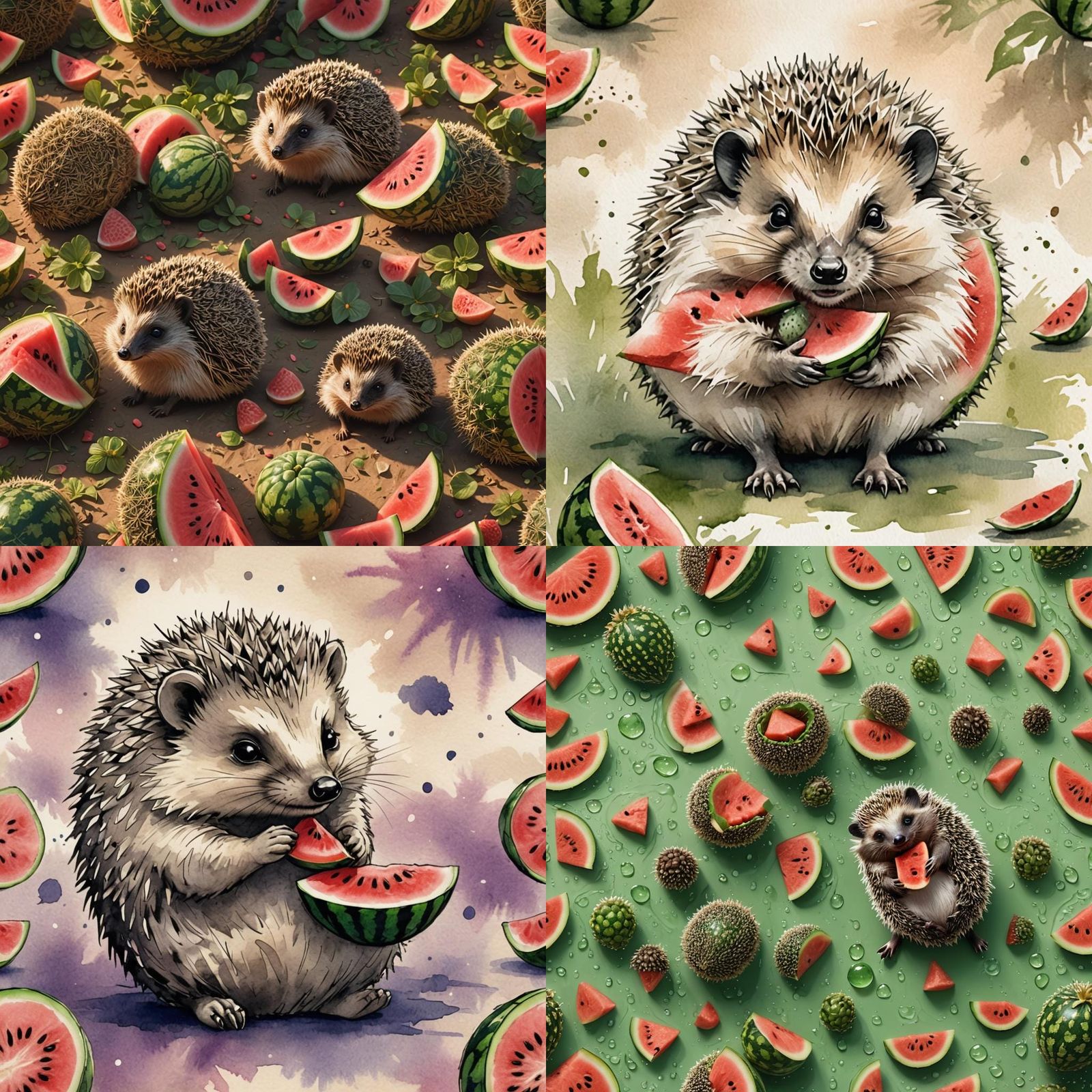 Whimsical Watermelon Delight Ink Sketch