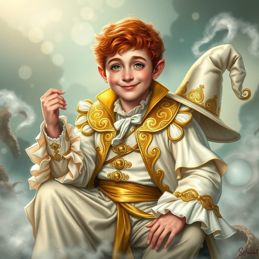 Halfling Wizard in Ethereal Landscape, Fantasy Art