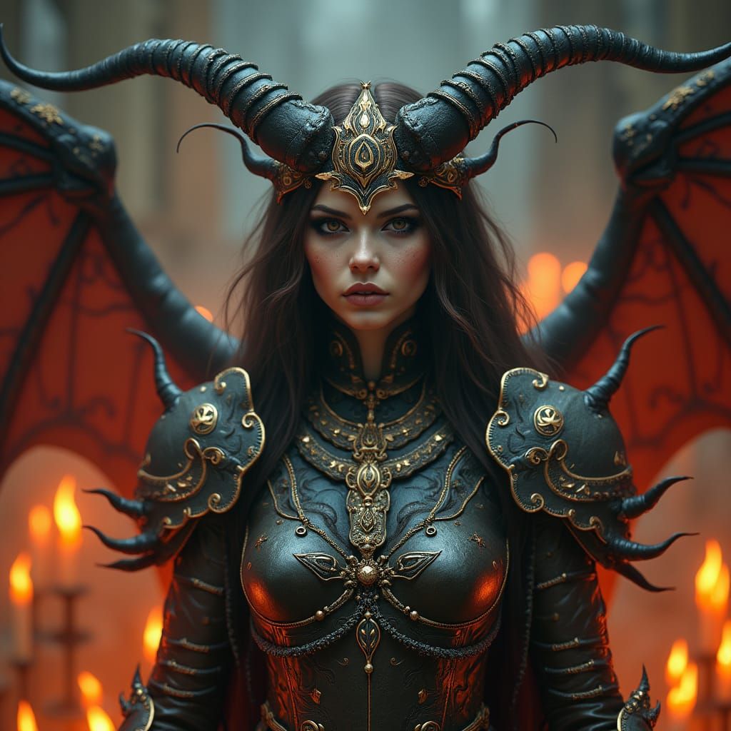 Demon Queen in Biomechanical Surrealism