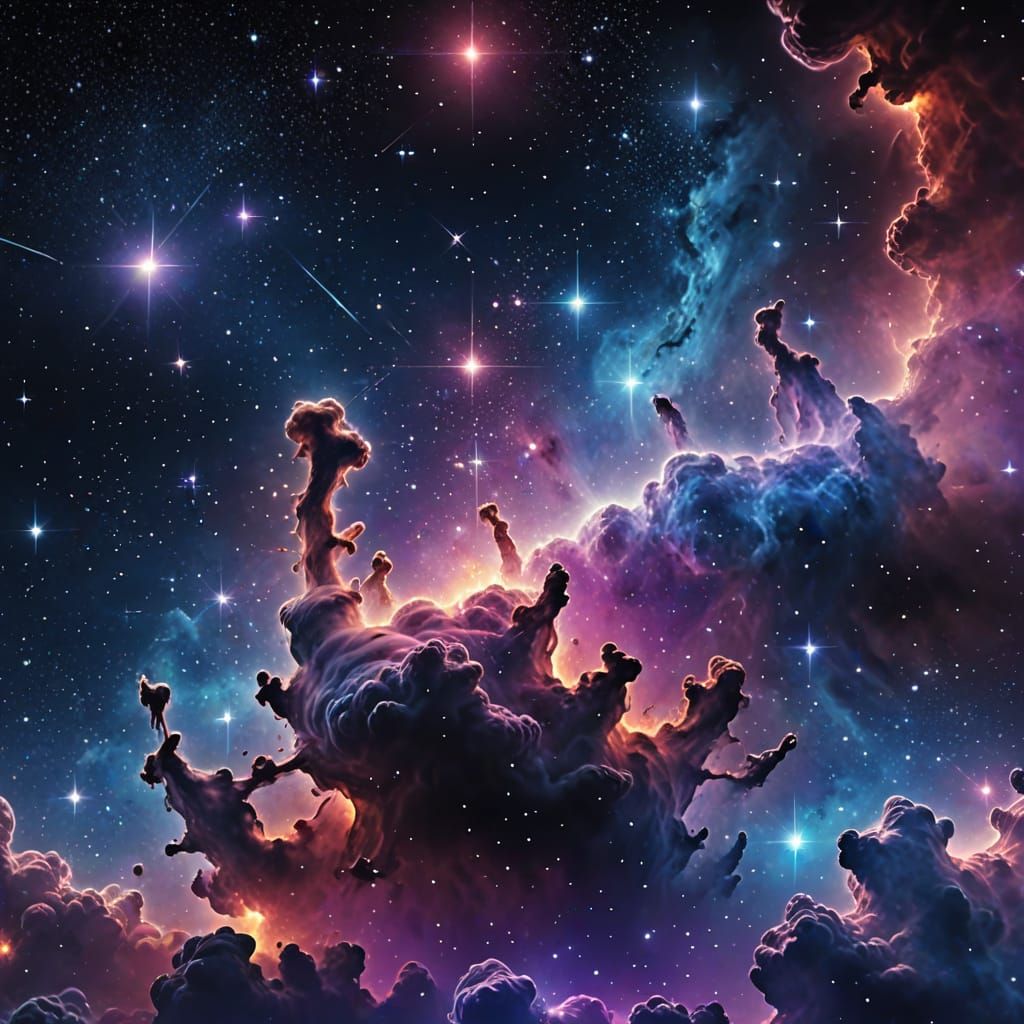 Zodiac Constellations in Vibrant Nebulae Digital Art