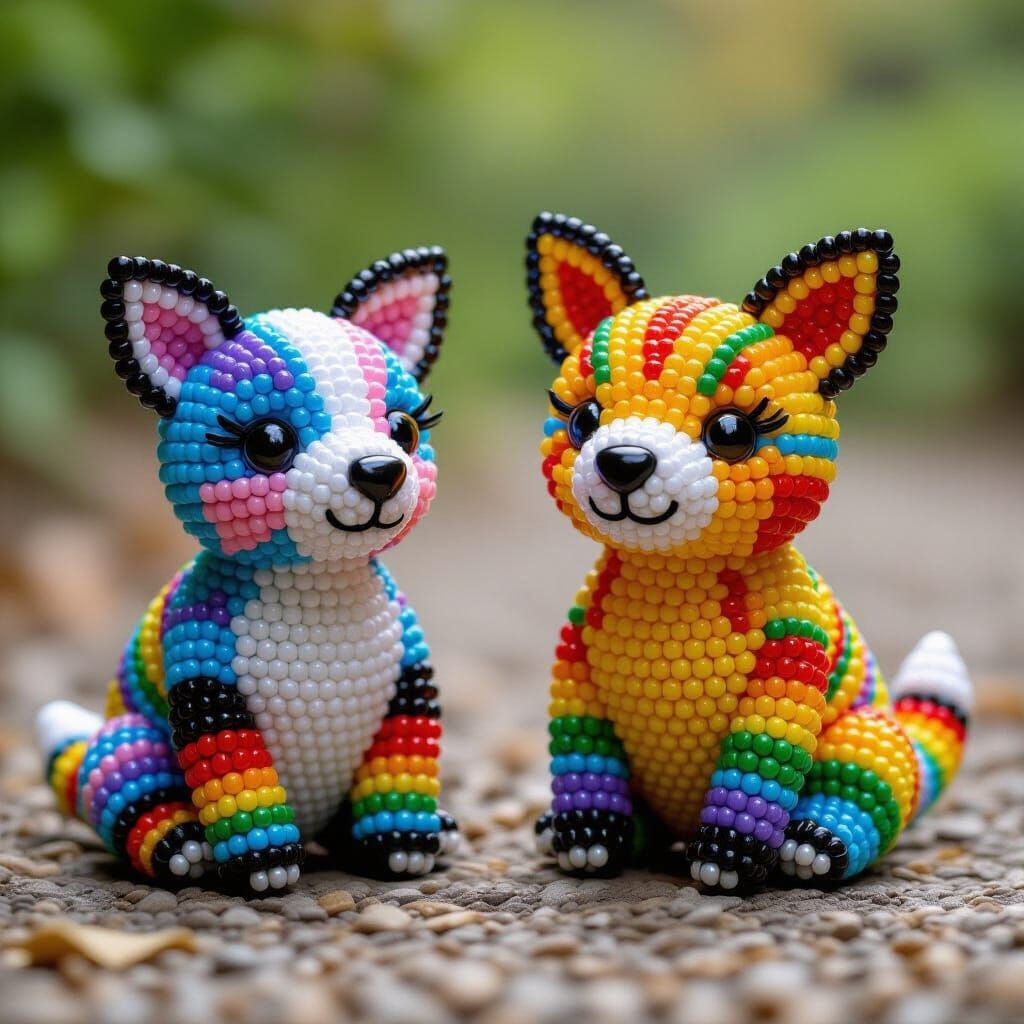 Beaded Animal Sculptures in Vibrant Colors