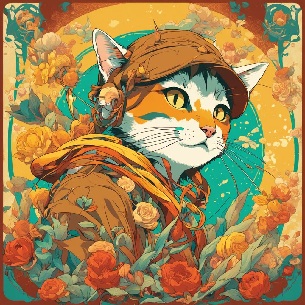 Vibrant Nekomimi Portrait in Lomography Style