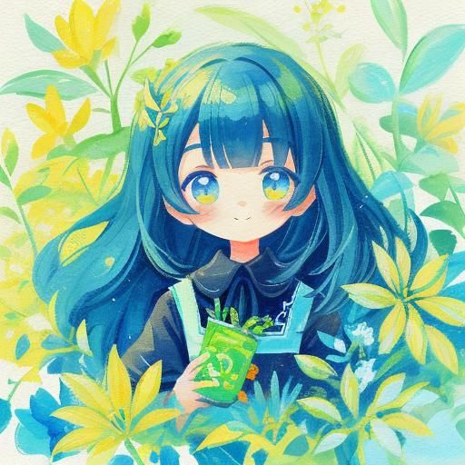 Cute Fennec Girl in Gouache Painting