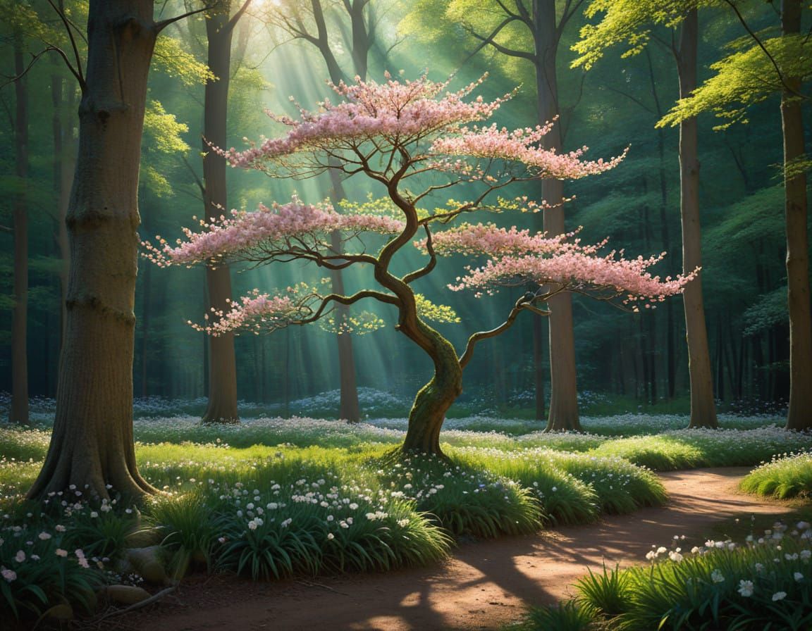 Majestic Dogwood Tree Radiates Ethereal Glow