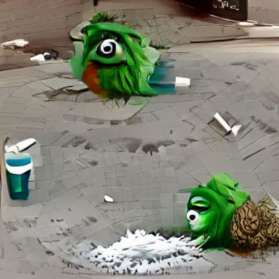 Surreal Oscar the Grouch Illustration