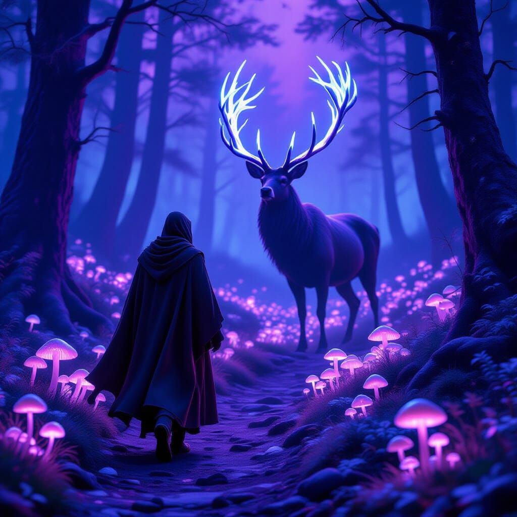 Mystical Stag Spirit in Twilight Forest