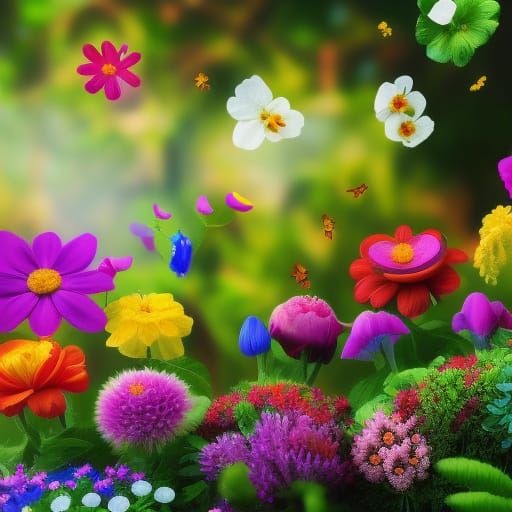 Anthropomorphic Flowers in Vibrant Digital Animation