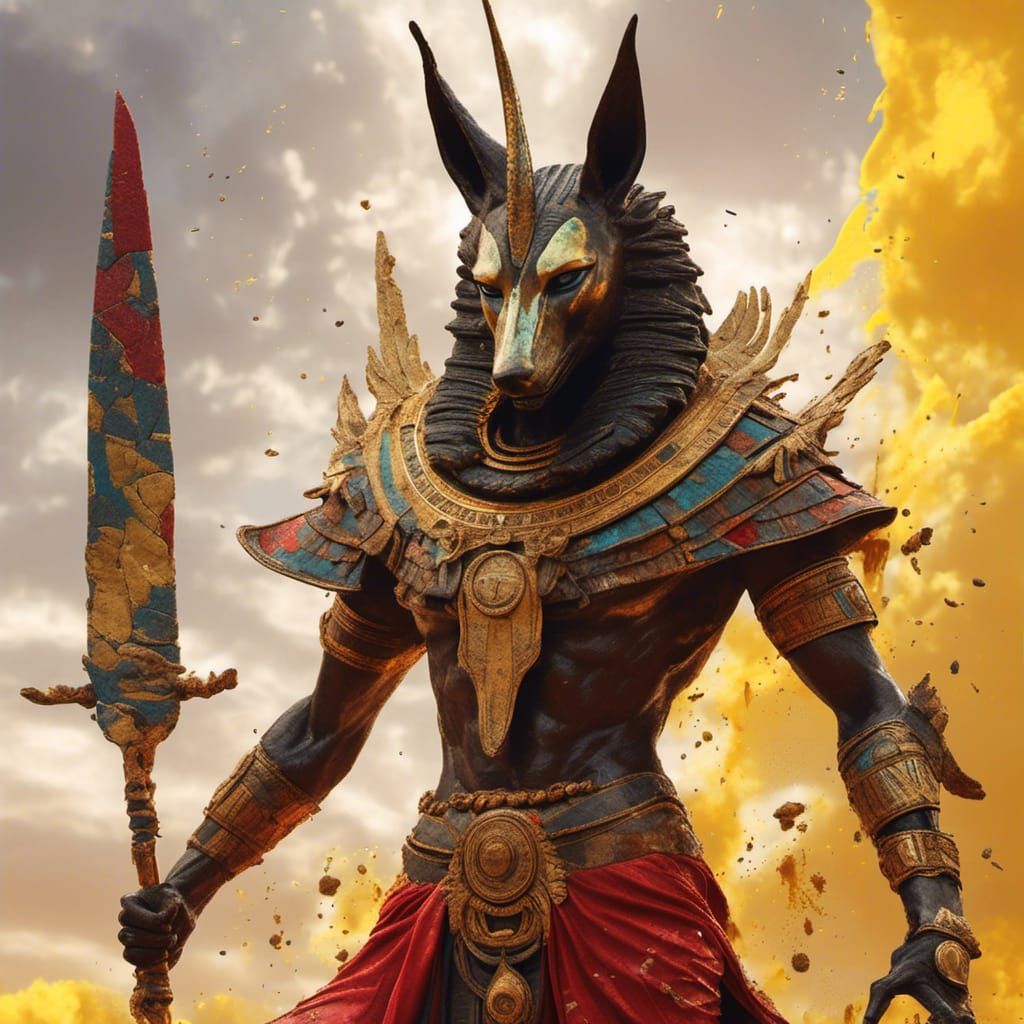 Hyperrealistic Anubis in Dusty Egyptian Setting