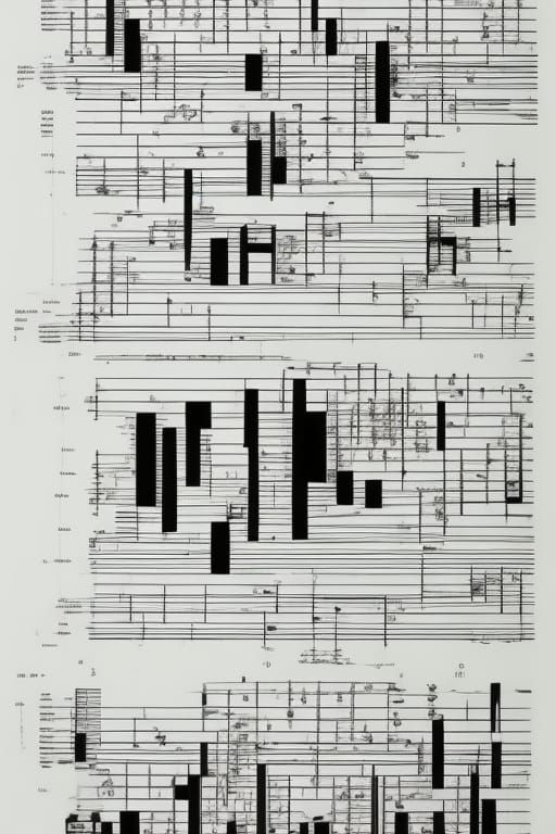 Abstract Musical Score in a Brutalist Style