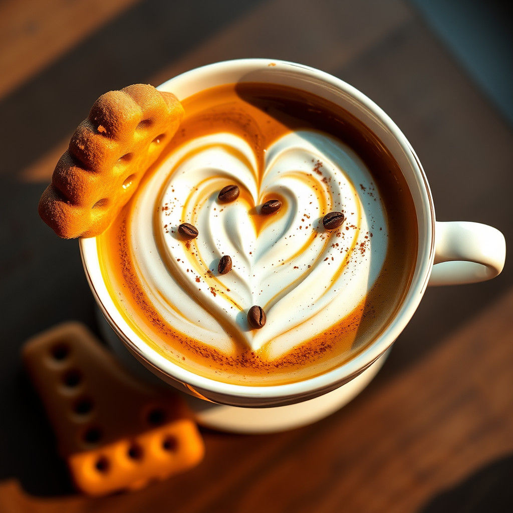 Coffee Cup with 3D Latte Art Rose