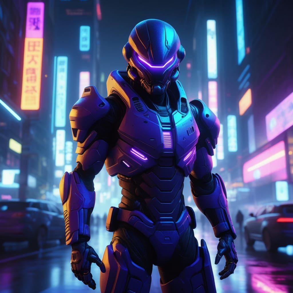 Cinematic Sci-Fi Alien Soldier in Futuristic Armor