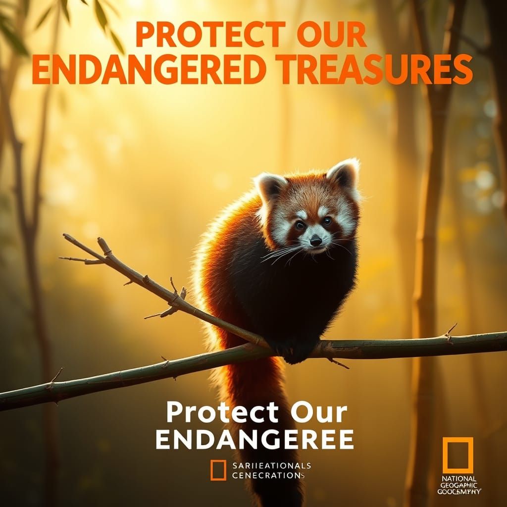 Red Panda Conservation Poster with Forest Scene