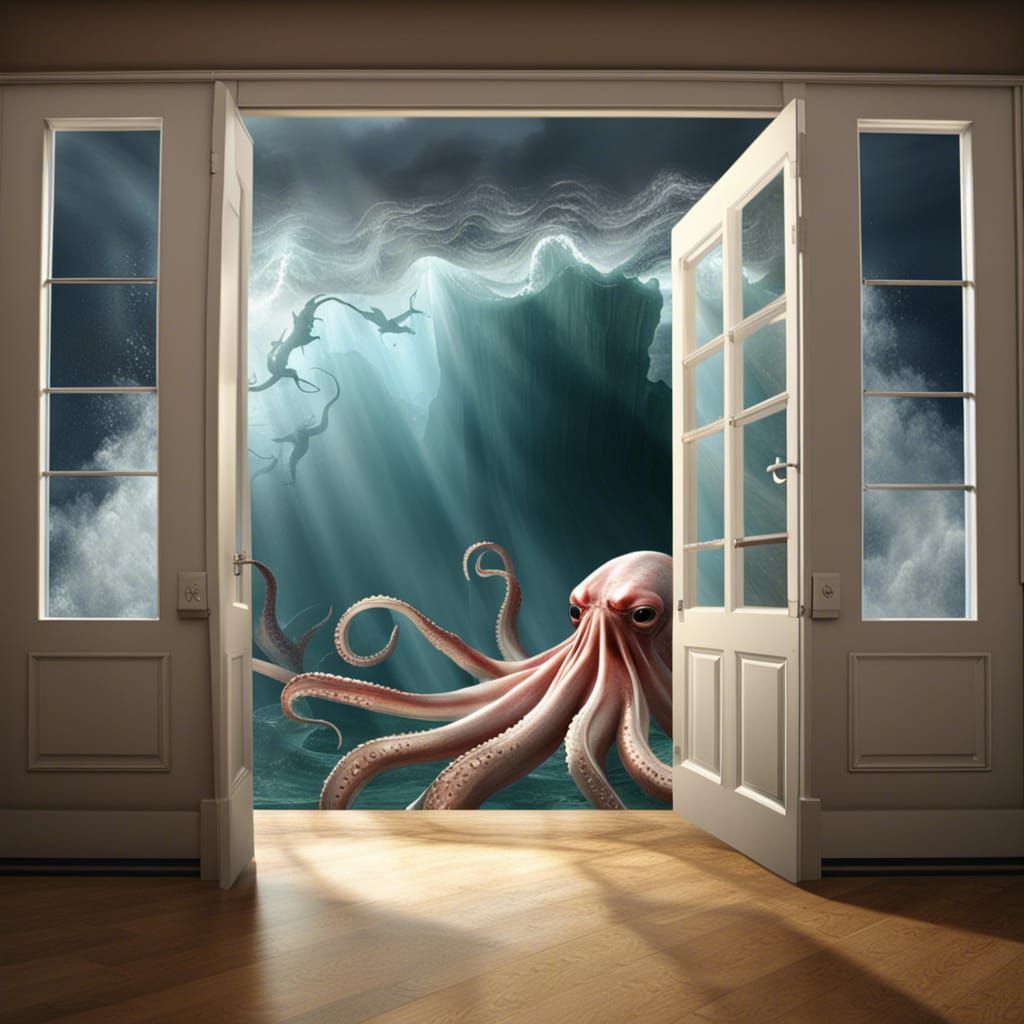 Giant Squid Crashes PowerPoint Presentation: Hyperrealistic