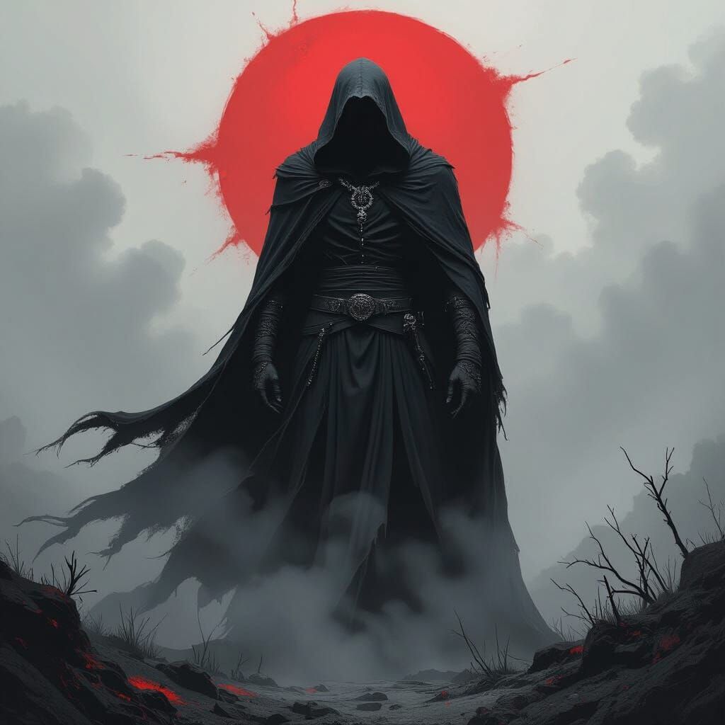 Gothic Dracula Figure in Dark Hues, HR Giger Style