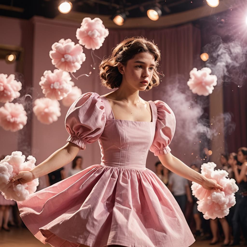 Boy in Pink Dress on Stage, Doll-Like Realism