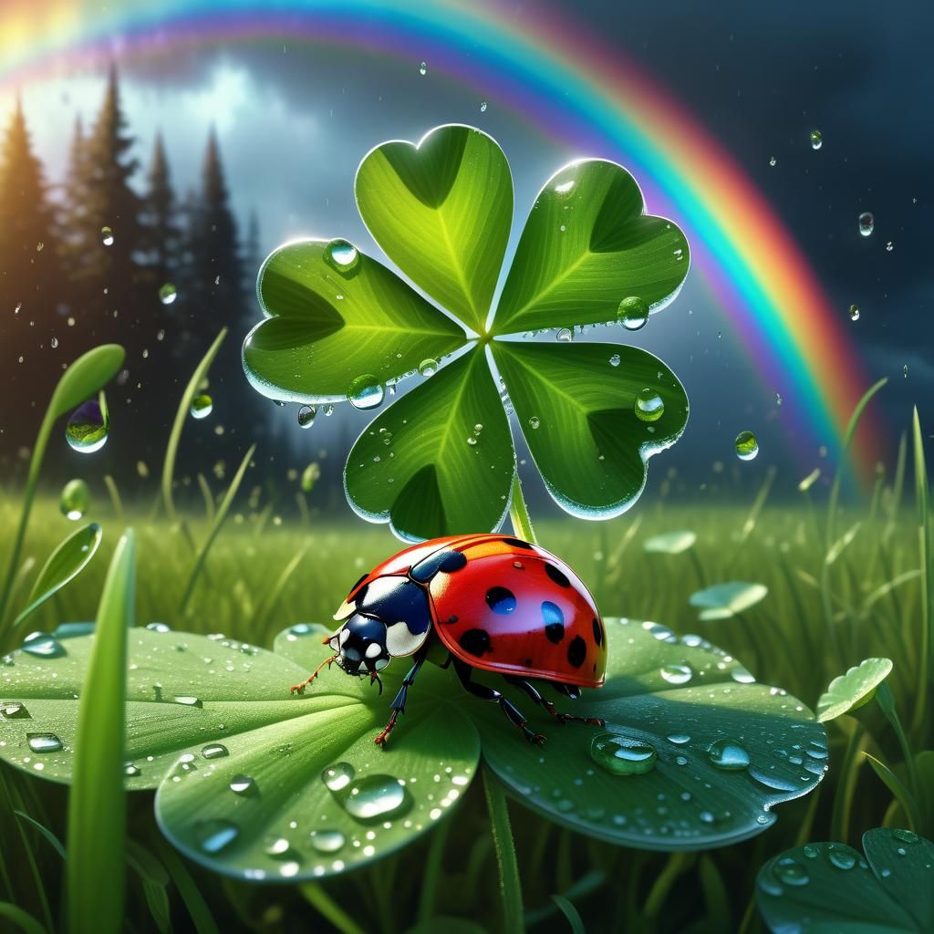 Ladybug and Clover in Fantasy Art Style