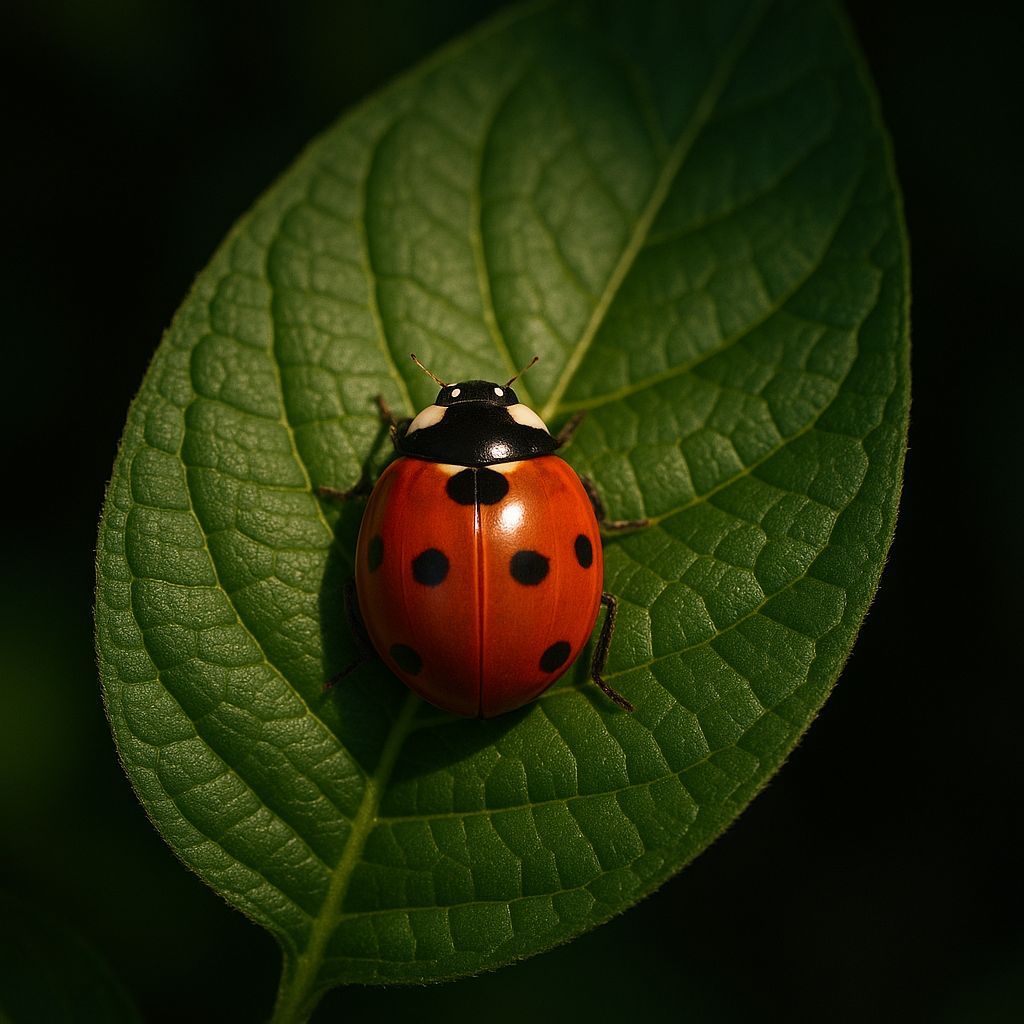 Ladybug Resting on Leaf in Natural Light
