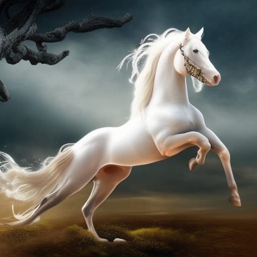 Princess on White Horse: Epic Digital Painting