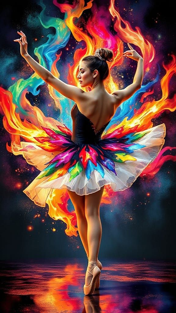 Ballerina in Rainbow Flames, Yami Kawaii Style