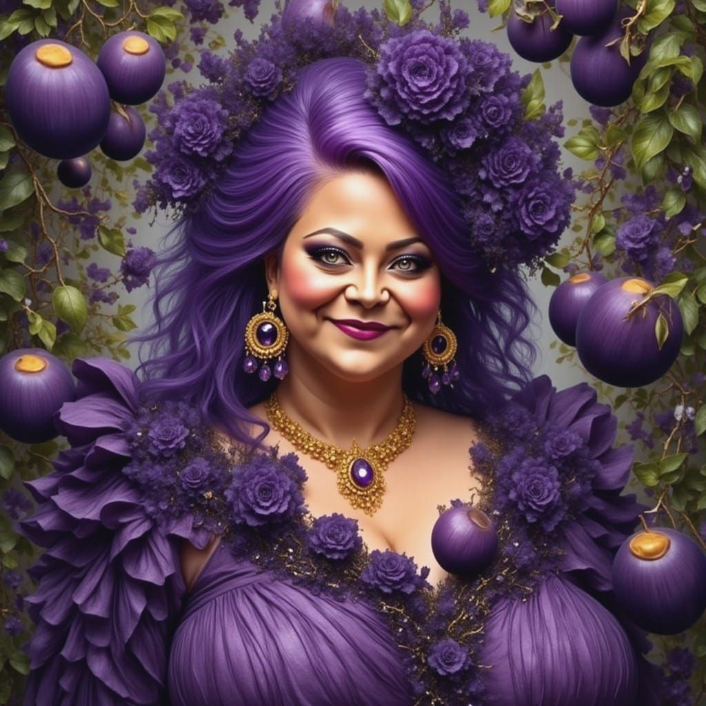 Fantasy Portrait of a Curvy Lady in a Plum Paradise