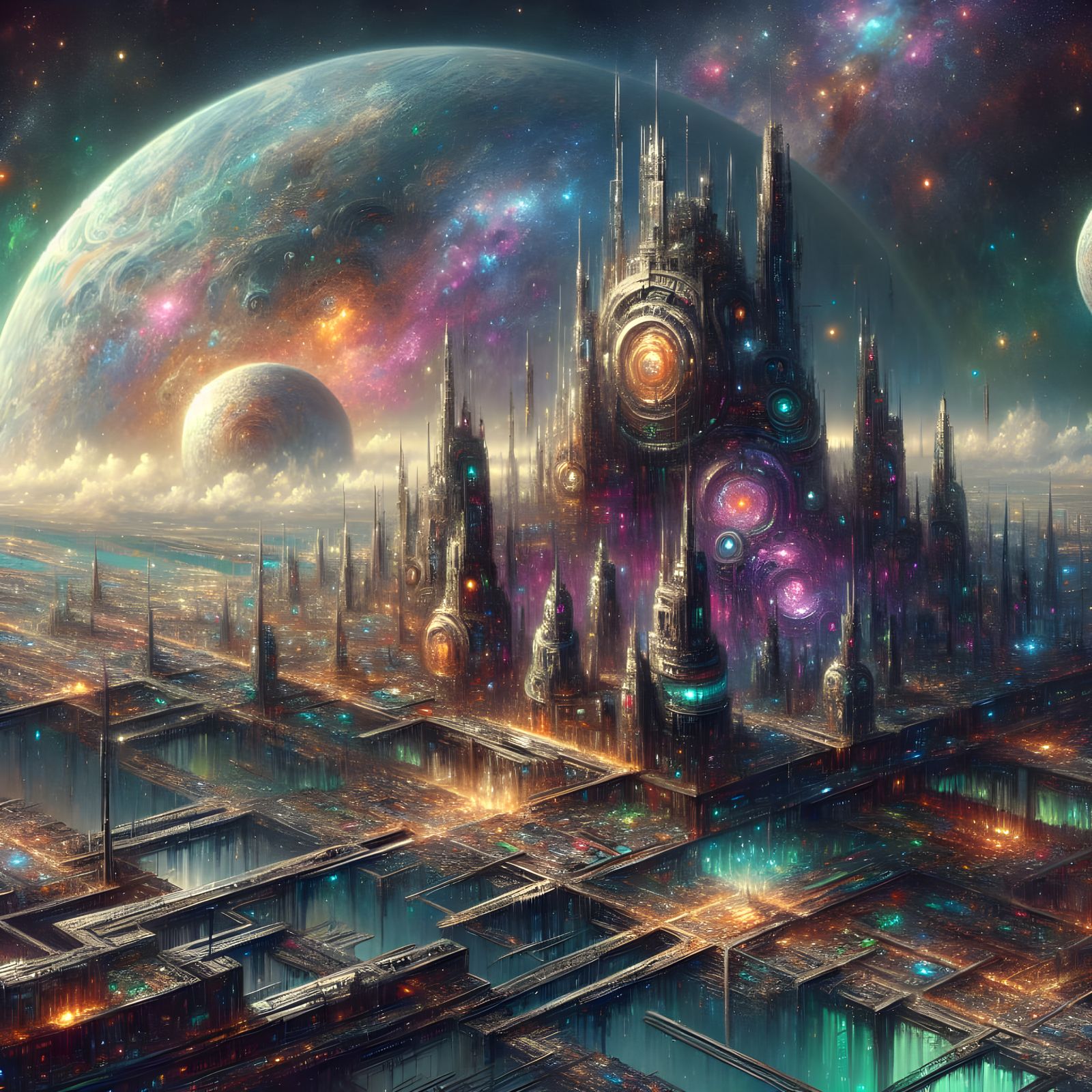 Trantor, the Futuristic Metropolis under Galactic Skies
