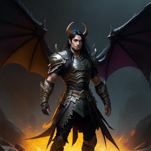 Dragon-Winged Warrior: Dark Fantasy Concept Art