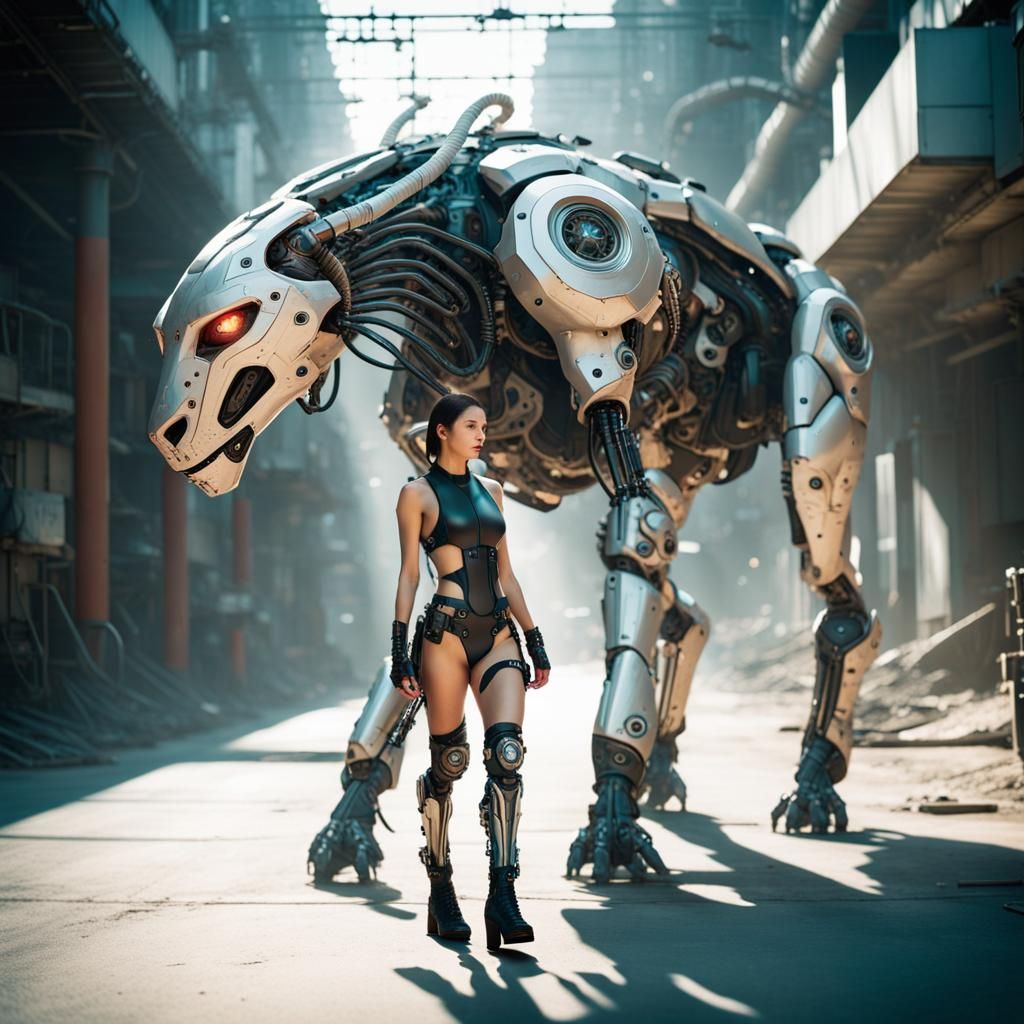 Cyborg and Cyberpunk Animal in Post-Apocalyptic Setting