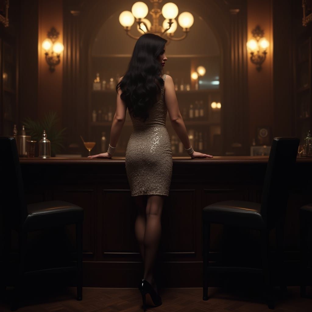 Argentinian Woman in Speakeasy: Photorealistic Art Deco Port...