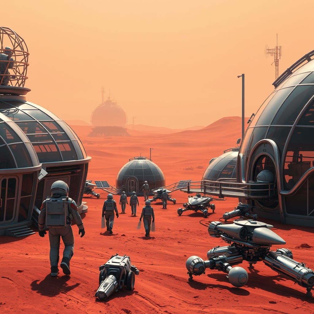 Futuristic Martian Settlement in Hyper-Realistic Style