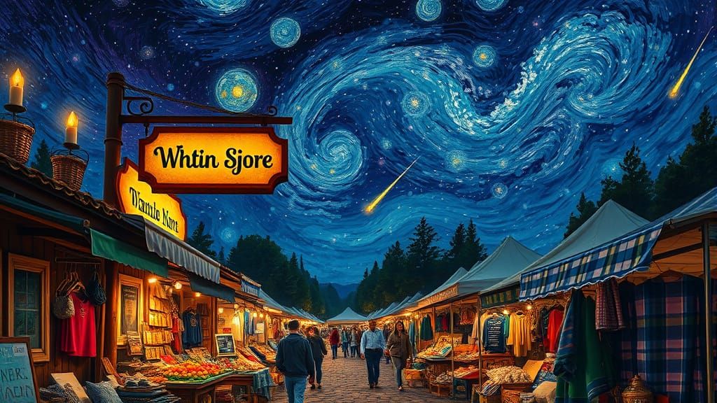 Cosmic Night Market in Vibrant Colors