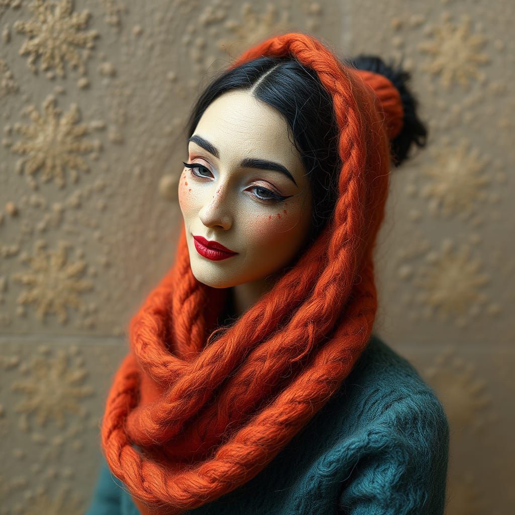 Needle-Felted Woman in Bromoil Print Style