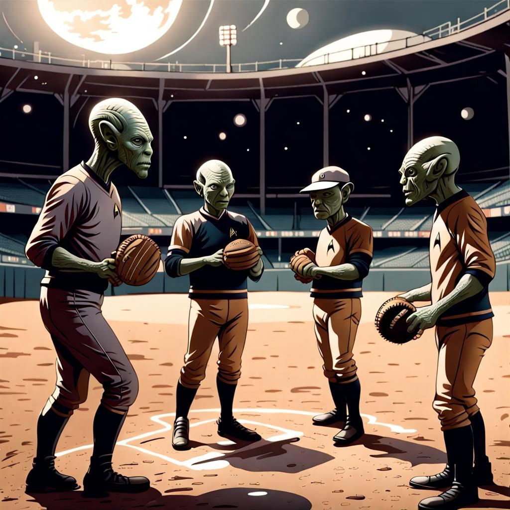 Star Trek Aliens Playing Baseball: Moody Atmosphere