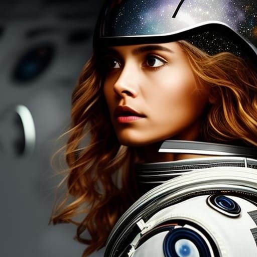 Astronaut Girl in Multidimensional Dreamscape