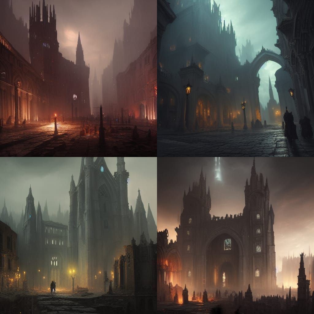 Dark Medieval City Ruins in Dark Fantasy Style