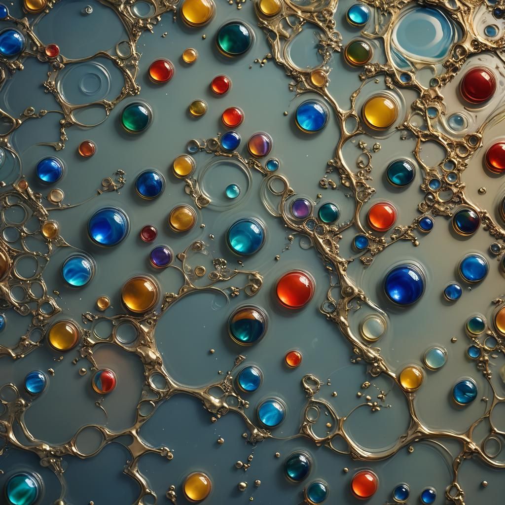 Eerie Wax Art Floating on Water with Marbles