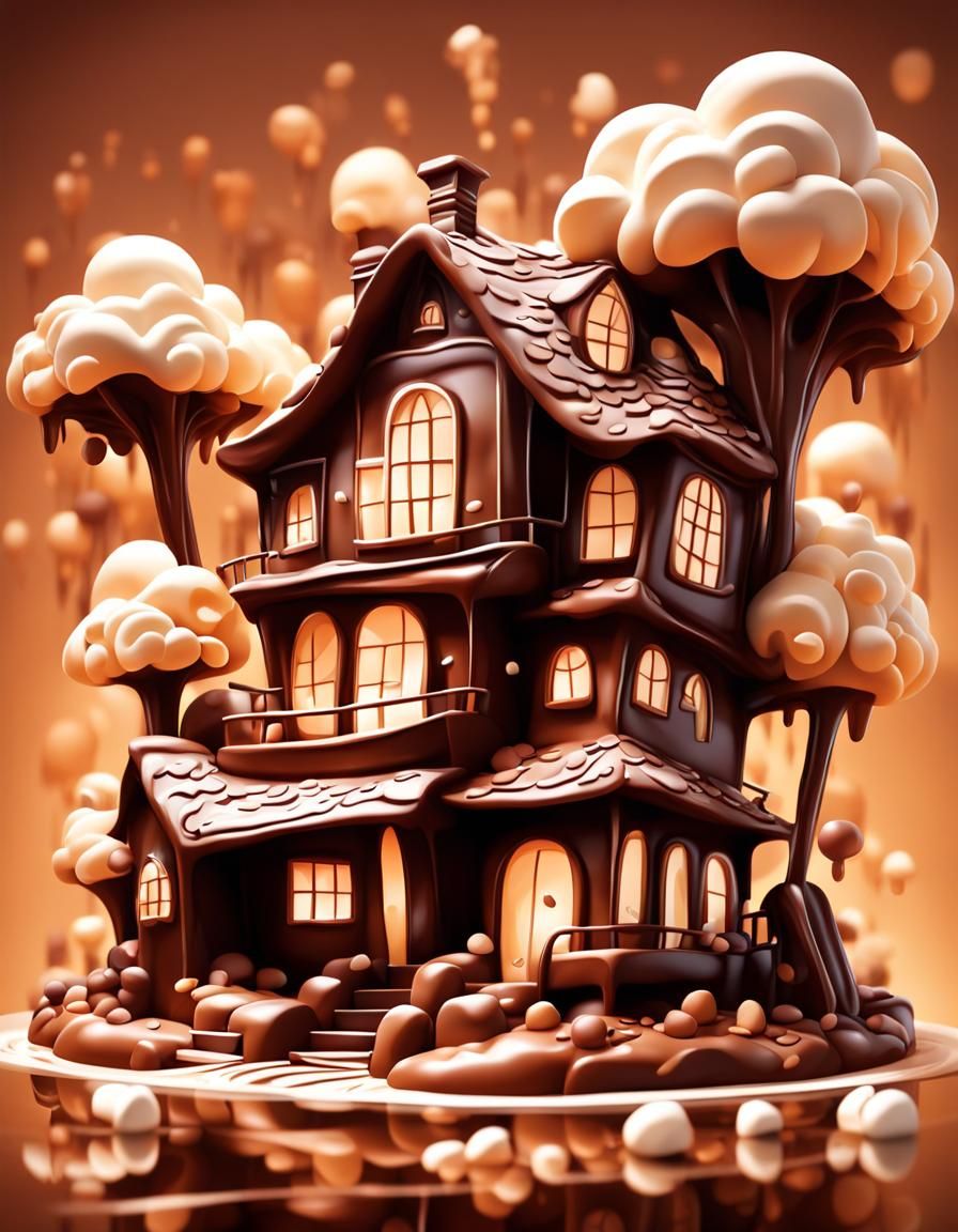house made of chocolate and marshmallow