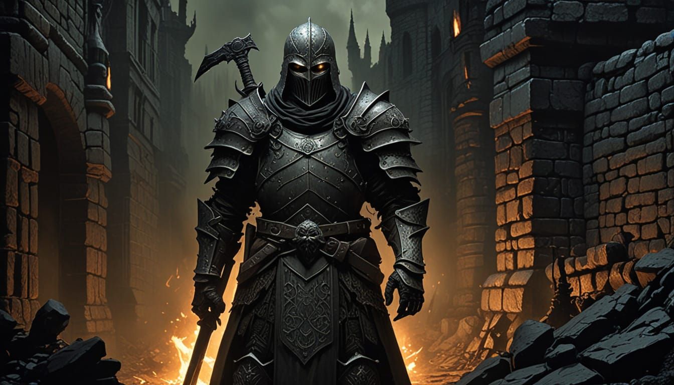 Battle Knight in Dark Fantasy Armor
