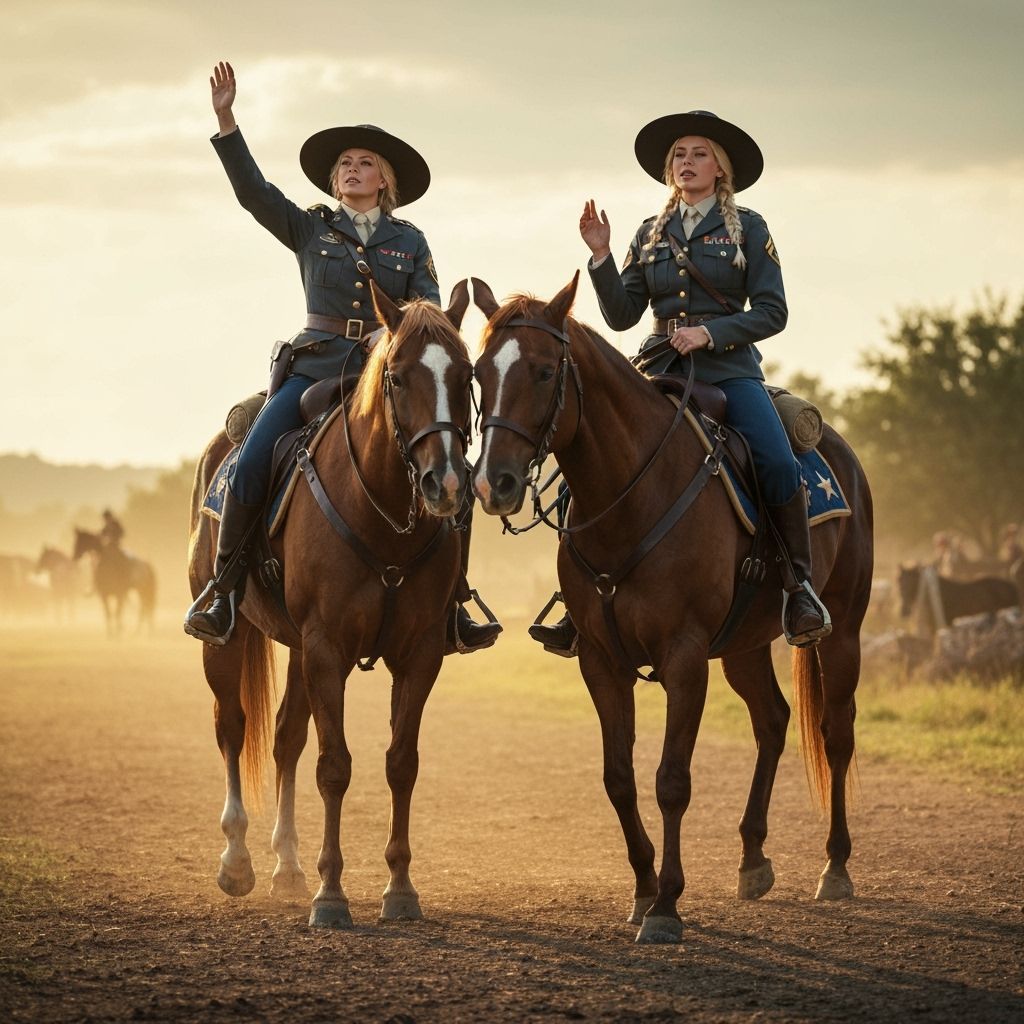 Blonde Women in Cavalry Uniforms Surrendering